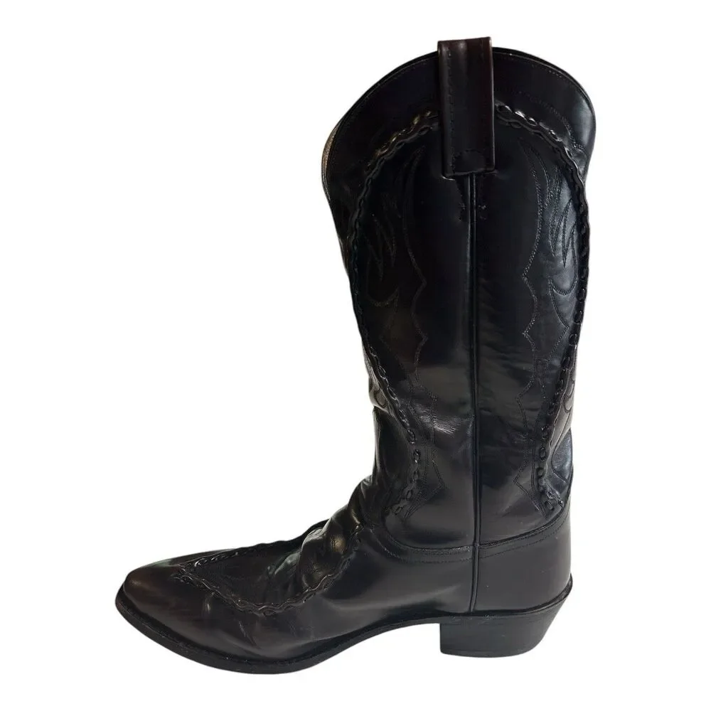 Vtg Dan Post Western Boots Mens 10D Mignon Black Cherry Bucklace Cowboy DP26679